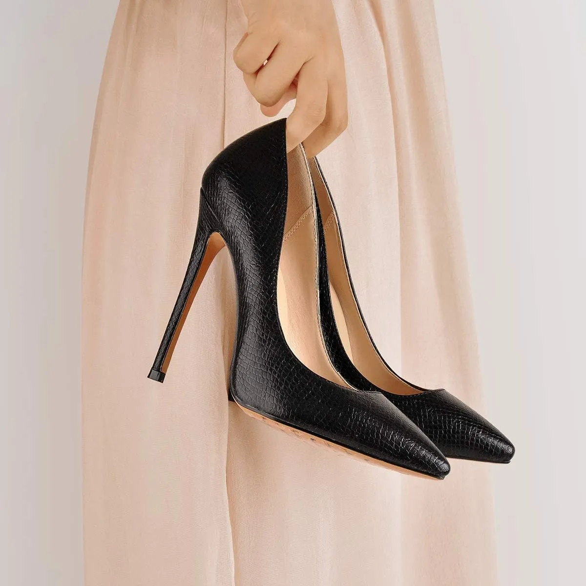 LISHAN Women's Sexy Pointed Toe Stiletto Pumps,Slip On Patent Leather High Heels,Wedding Dress Formal Shoes