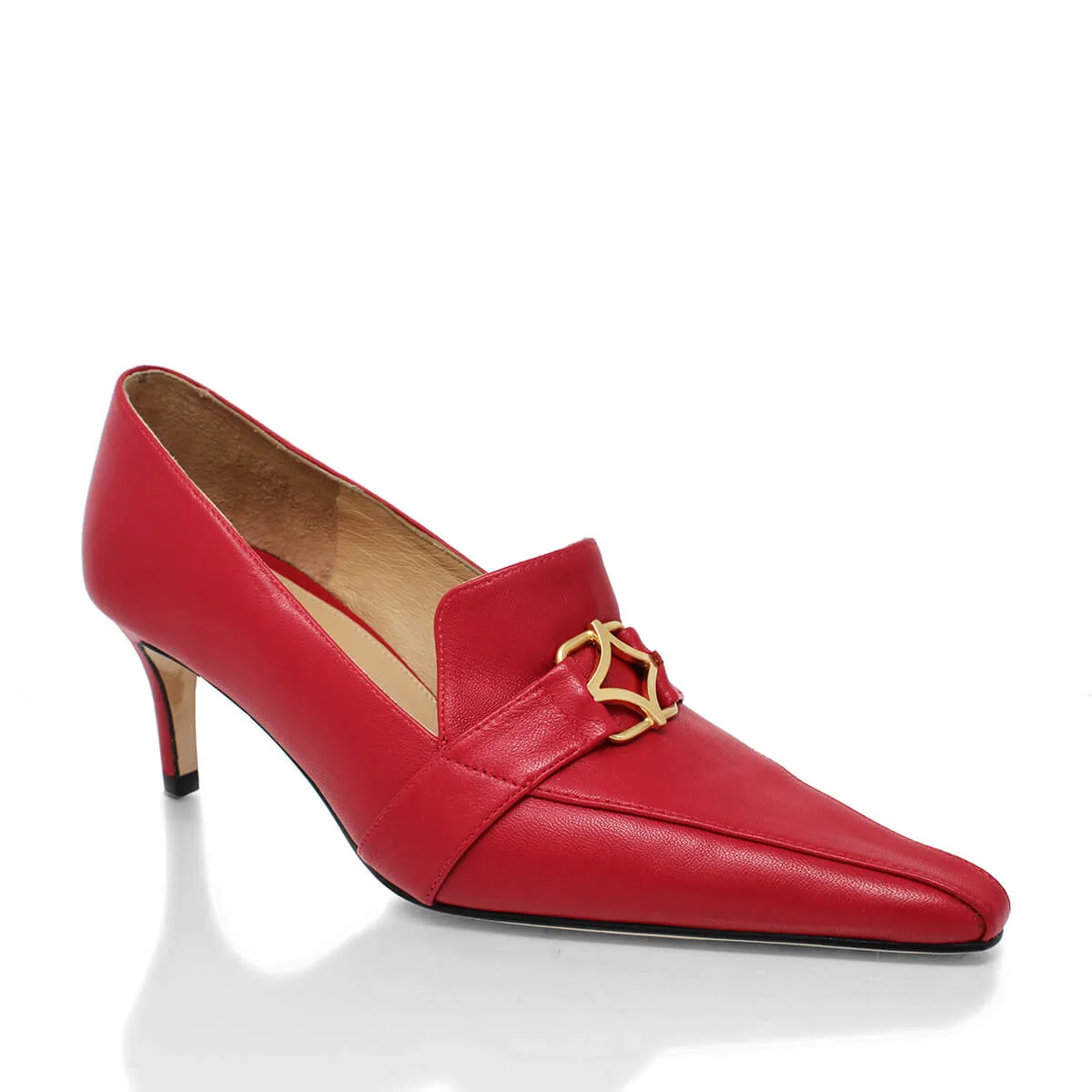 LONDON 60 - Rojo Regina Romero Zapato Zapatilla Tacon Bajo Para Dama en Piel