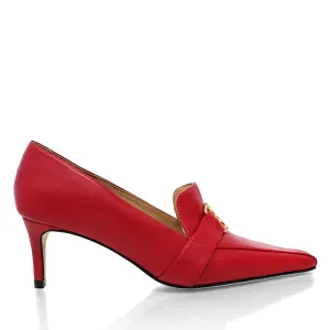 LONDON 60 - Rojo Regina Romero Zapato Zapatilla Tacon Bajo Para Dama en Piel
