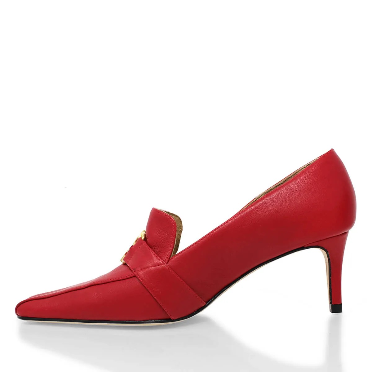 LONDON 60 - Rojo Regina Romero Zapato Zapatilla Tacon Bajo Para Dama en Piel