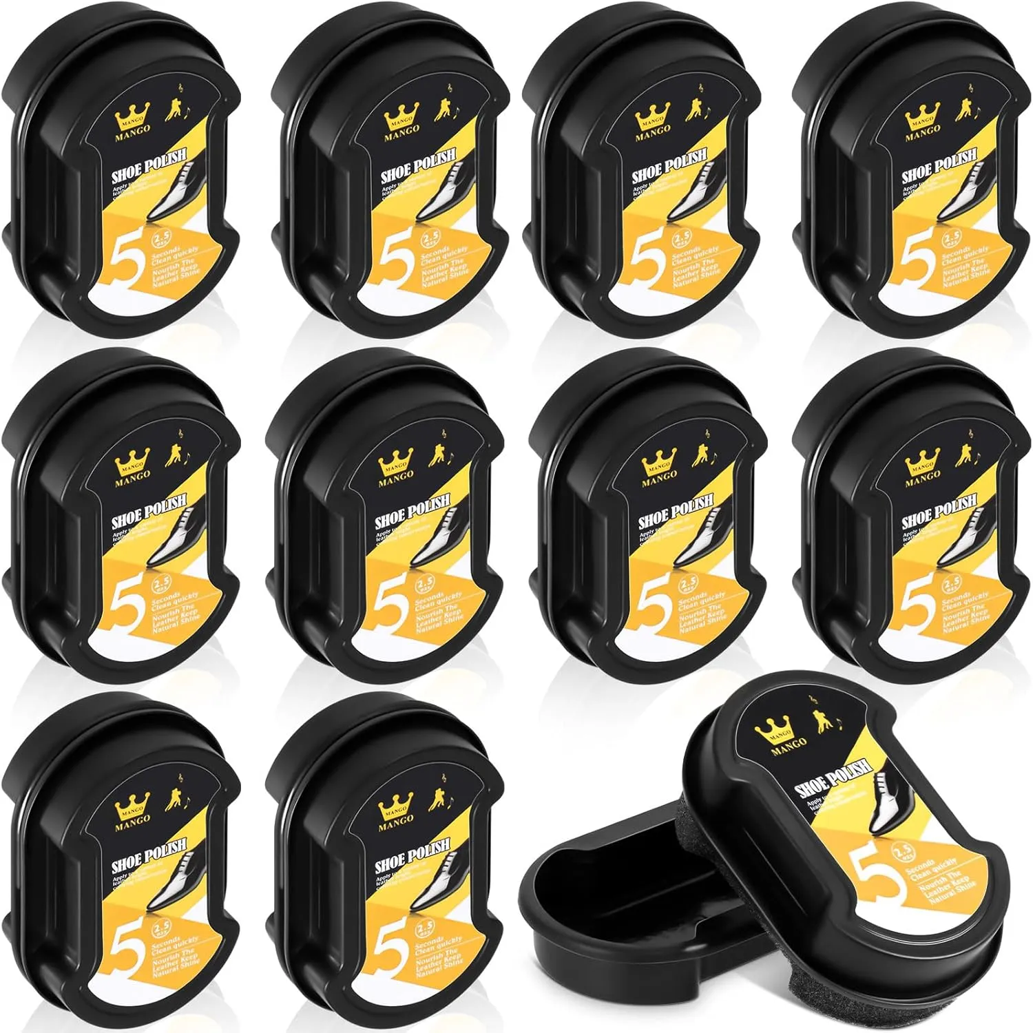 Loopeer 12 Pcs Shoe Shine Sponge Bulk 0.2 oz Instant Leather Shoes Shiner Care for Boots, Leather Accessories Quick Cleaning