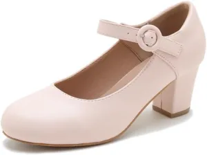 Mary Jane Shoes Women Chunky Heel Pumps Closed Round Toe Ankle Strap Block Heels Comfortable Work Wedding Dress Vintage 1920s Shoes