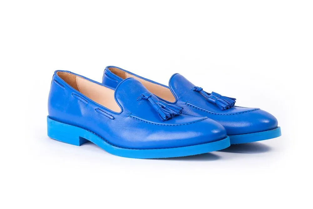 Men's Blue Tassel Loafer with Blue Azul Sole (EX-156)