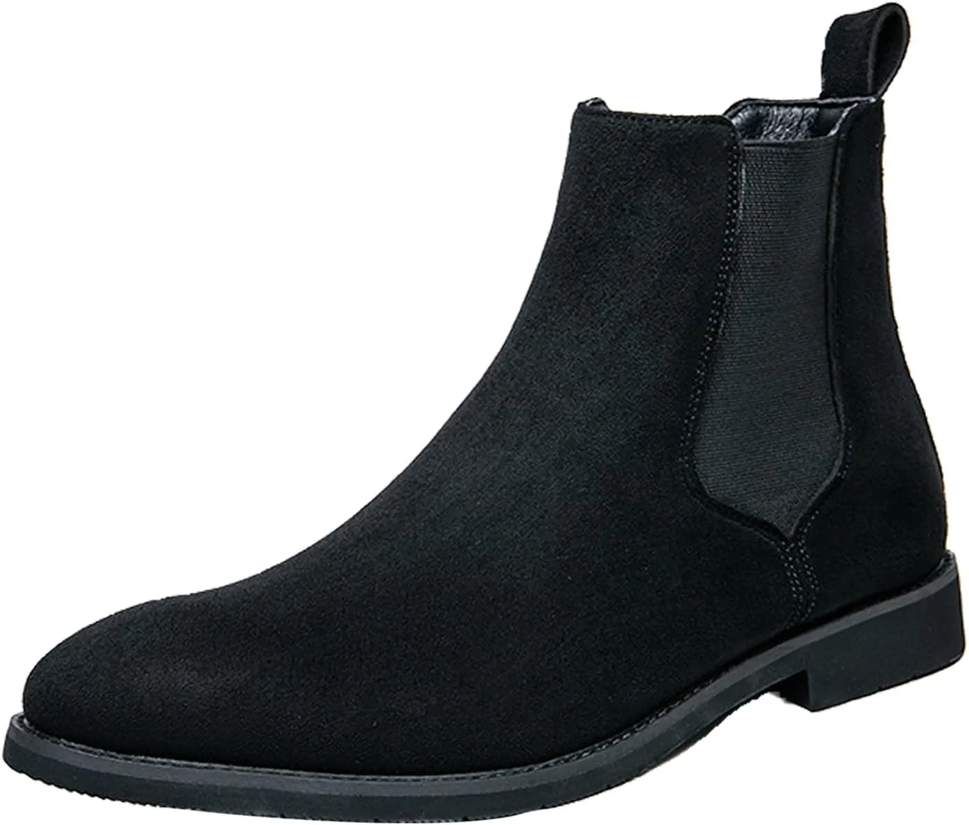 Men's Chelsea Boots Suede High-Top Classic Elastic Pull-on Business Casual Dress Oxford Chukka Ankle Short Booties
