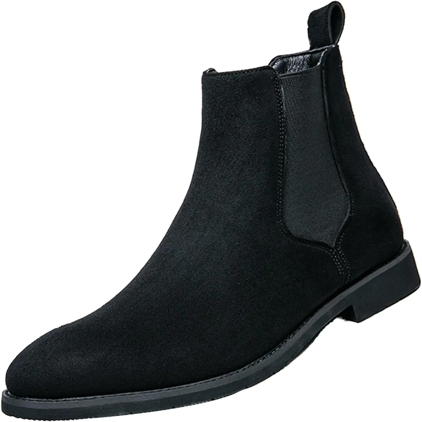 Men's Chelsea Boots Suede High-Top Classic Elastic Pull-on Business Casual Dress Oxford Chukka Ankle Short Booties