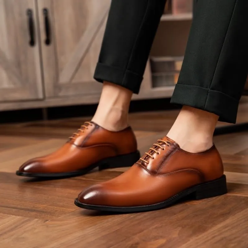 Men's Monk Strap Formal Brown Leather Shoes Handmade Wedding Business Dress Shoes Men Luxury Pointed Toe Dress Shoes Classic Lace-up Moccasins