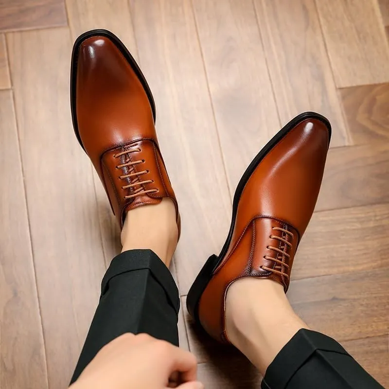 Men's Monk Strap Formal Brown Leather Shoes Handmade Wedding Business Dress Shoes Men Luxury Pointed Toe Dress Shoes Classic Lace-up Moccasins