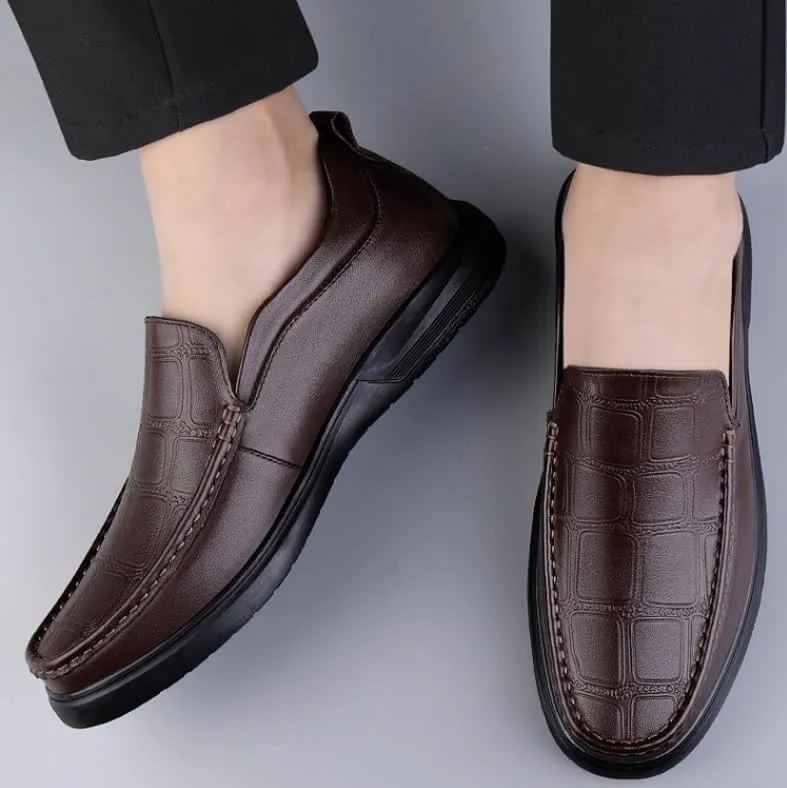 Mens Slip On Leather Shoes Sport Men Leather British Pointed Toe Business Dress Shoe