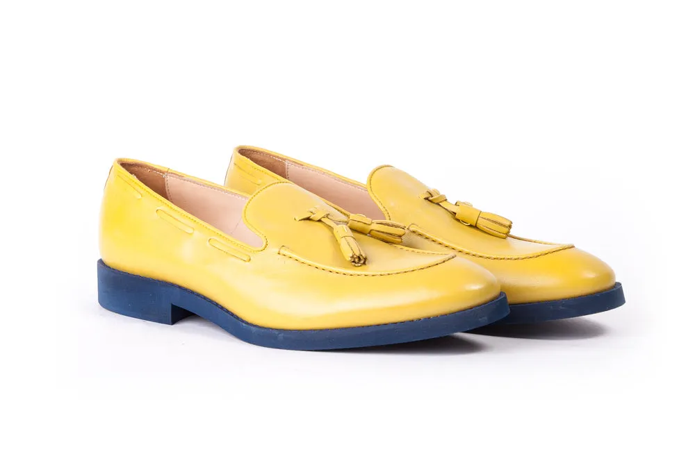 Men's Yellow & Blue Tassel Loafer ( EX-143)