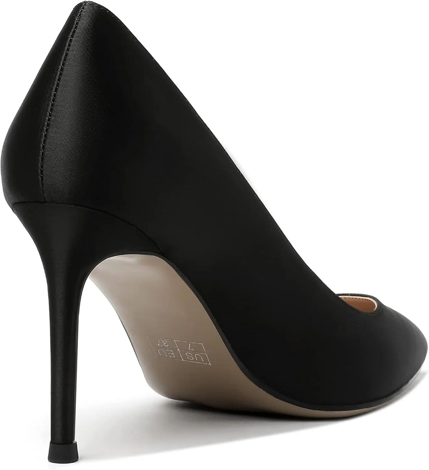 MERRORI Women's Solid Pointed Toe Slip On Satin Dress Evening Stiletto High Heel Pumps Shoes 3.3 Inch