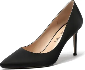 MERRORI Women's Solid Pointed Toe Slip On Satin Dress Evening Stiletto High Heel Pumps Shoes 3.3 Inch