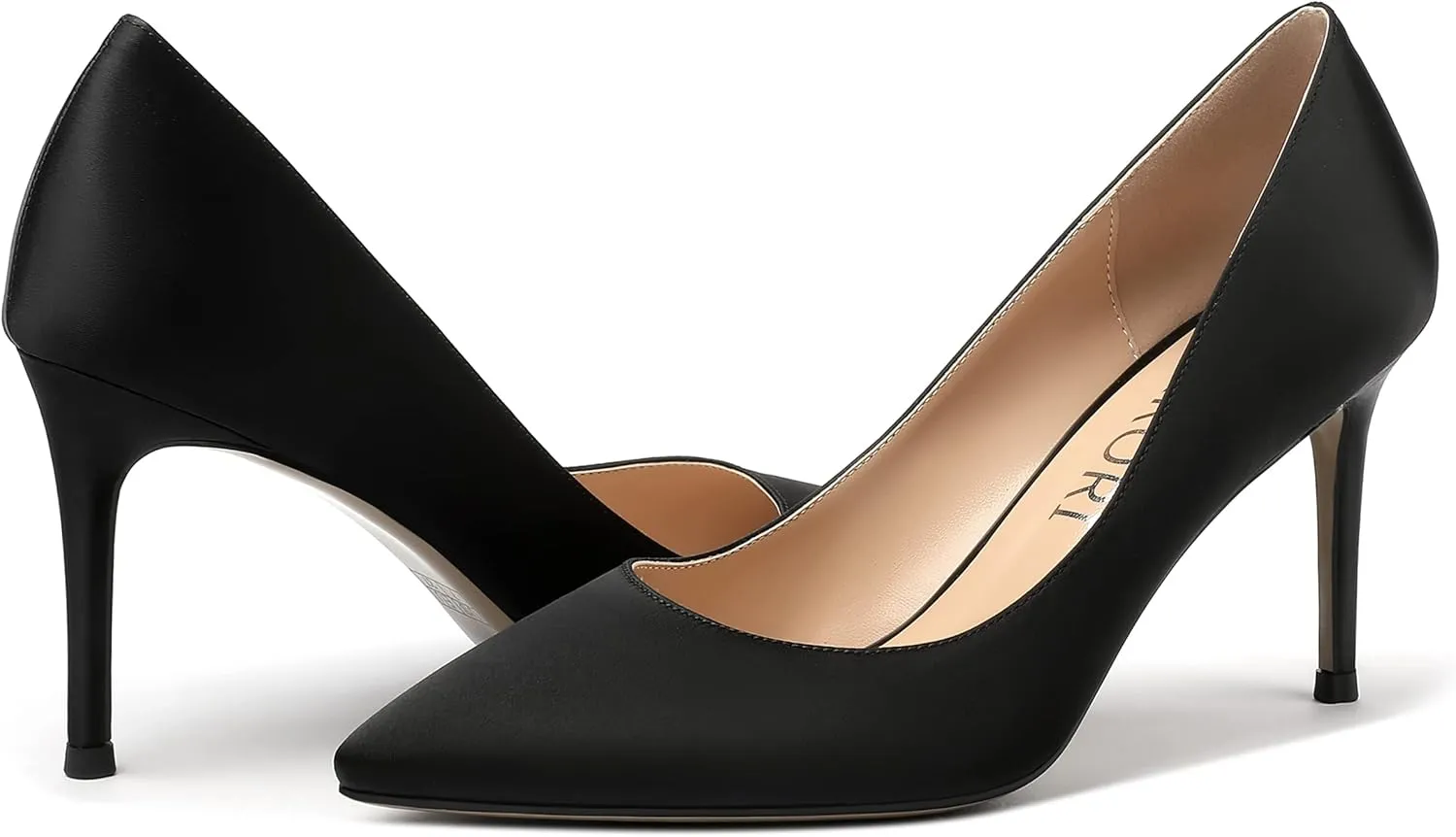 MERRORI Women's Solid Pointed Toe Slip On Satin Dress Evening Stiletto High Heel Pumps Shoes 3.3 Inch