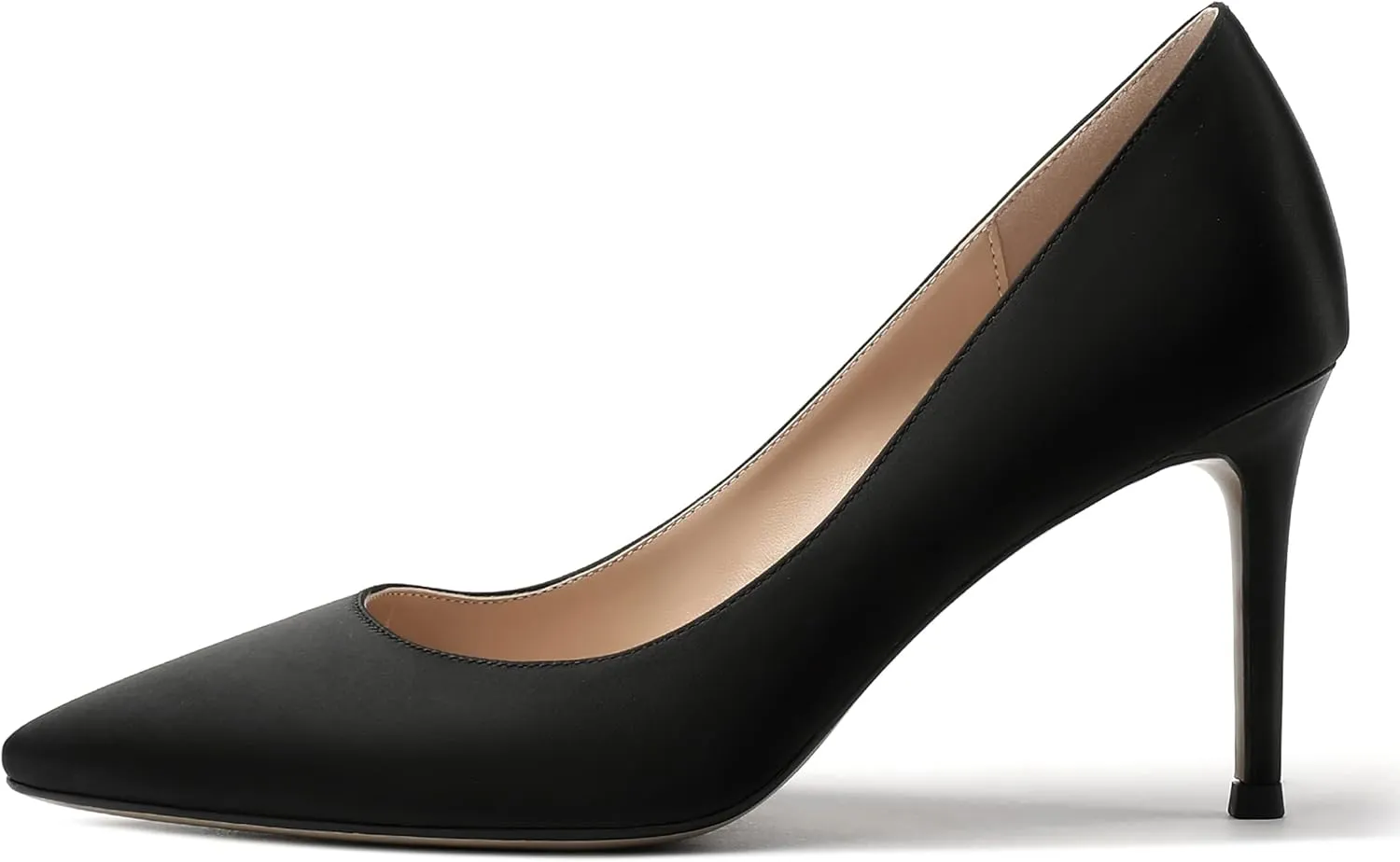 MERRORI Women's Solid Pointed Toe Slip On Satin Dress Evening Stiletto High Heel Pumps Shoes 3.3 Inch