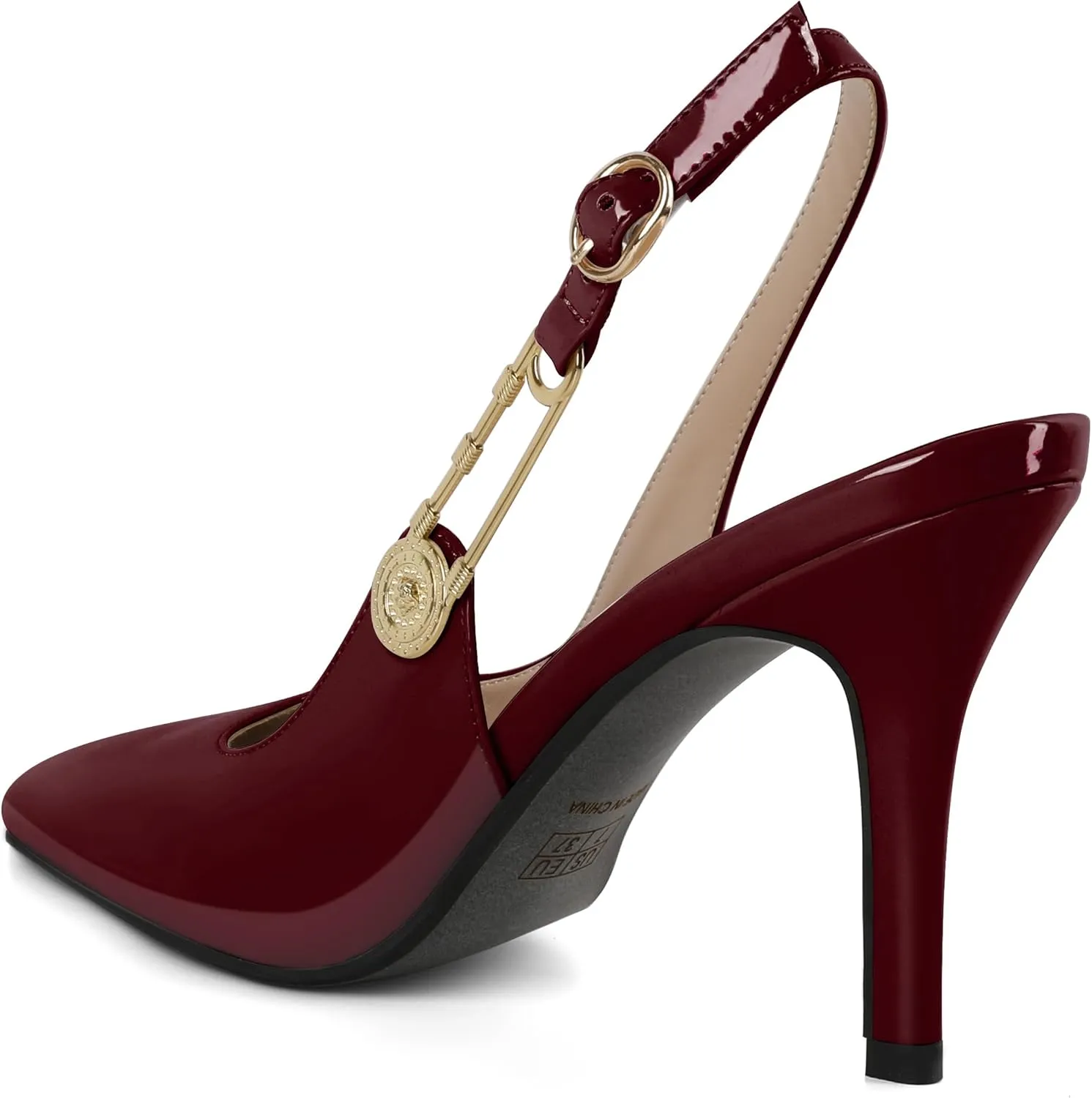 Mettesally Women Slingback Heels High Heels Closed Pointed Toe Pumps Stilettos Ankle Strap Women Pumps Shoes 3.7 Inch