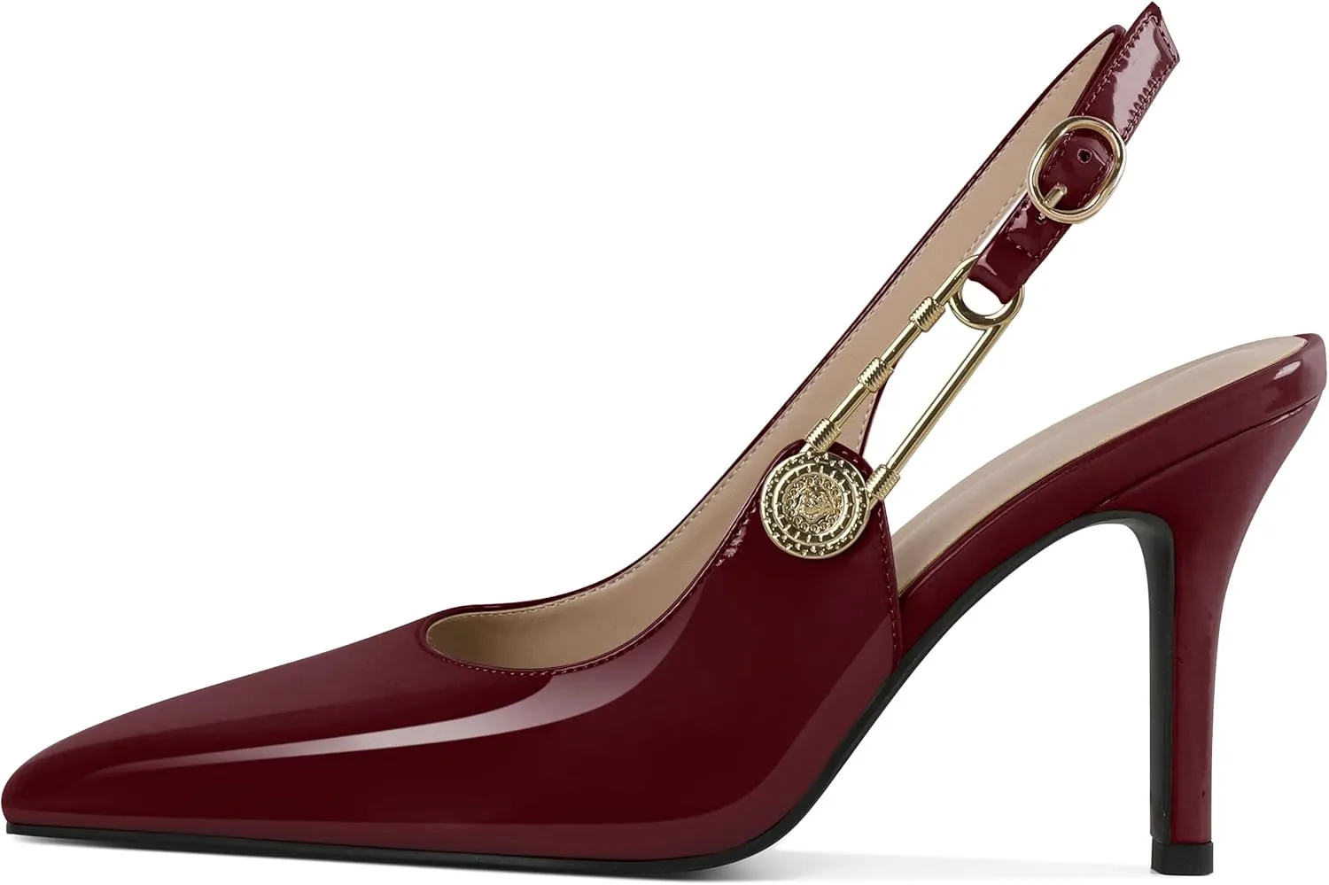 Mettesally Women Slingback Heels High Heels Closed Pointed Toe Pumps Stilettos Ankle Strap Women Pumps Shoes 3.7 Inch