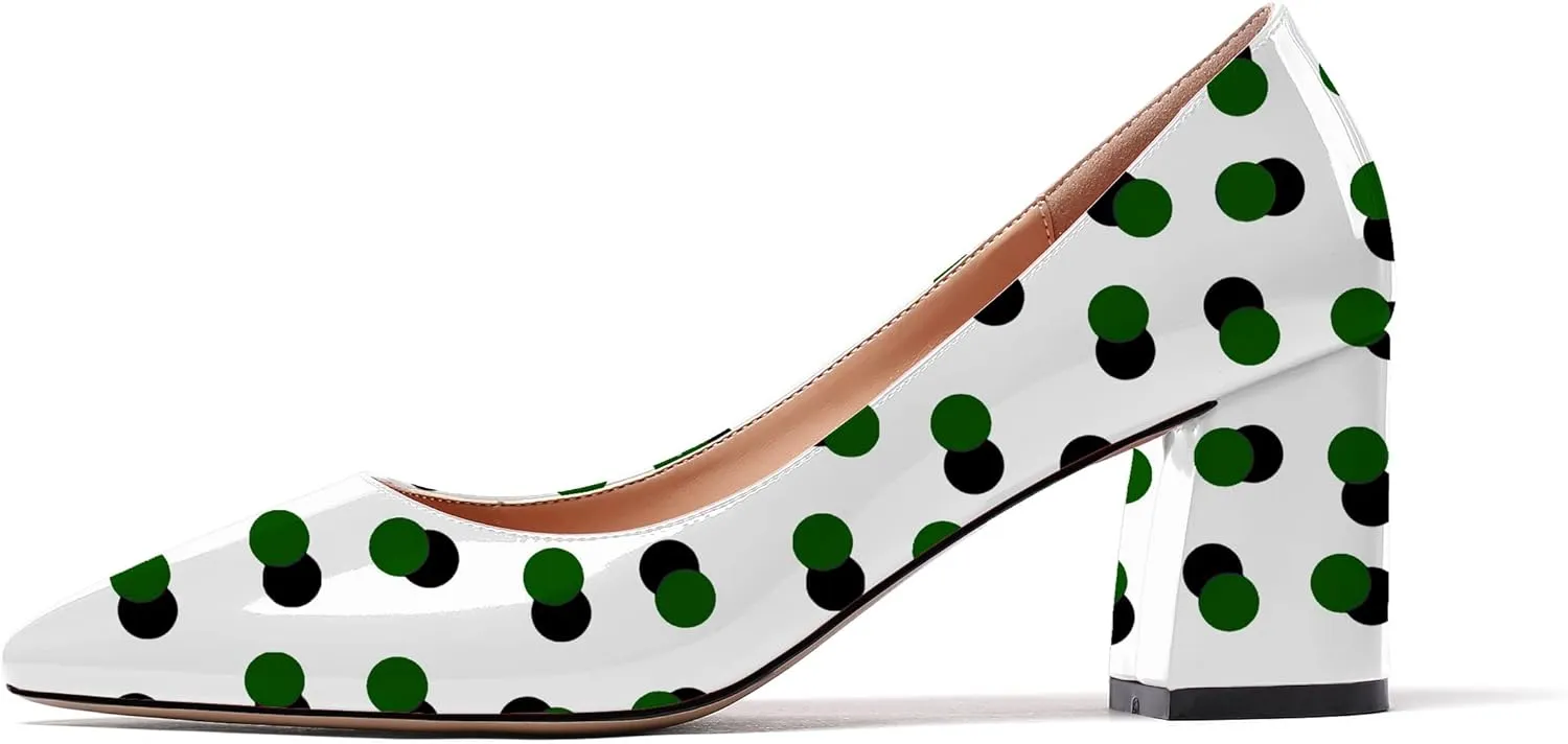 Mettesally Women's Block Heels Pointed Toe Middle Heel Pumps Comfort Walking Party Club Elegant Dress Shoes