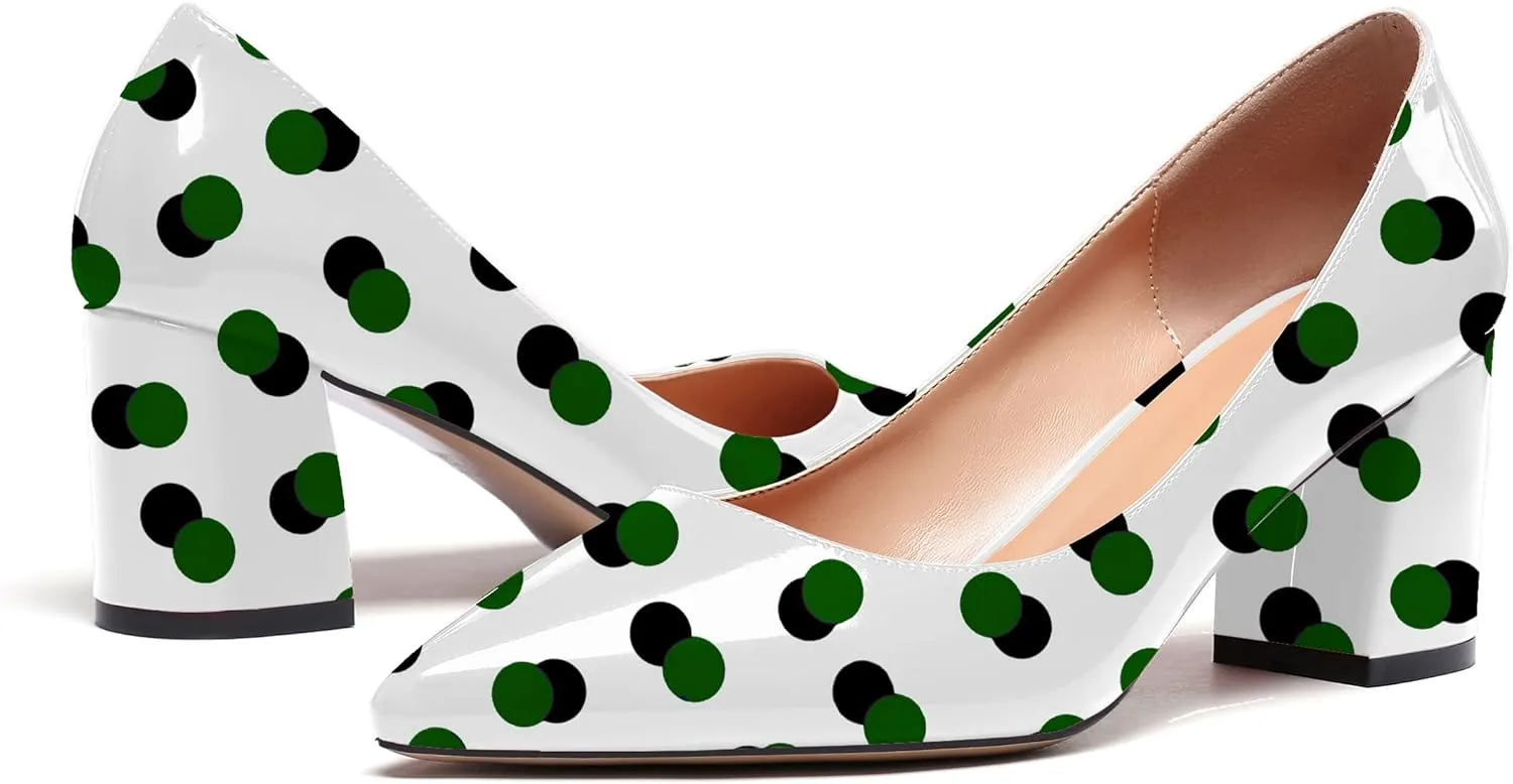 Mettesally Women's Block Heels Pointed Toe Middle Heel Pumps Comfort Walking Party Club Elegant Dress Shoes