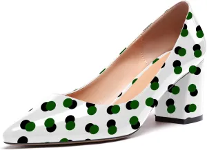 Mettesally Women's Block Heels Pointed Toe Middle Heel Pumps Comfort Walking Party Club Elegant Dress Shoes