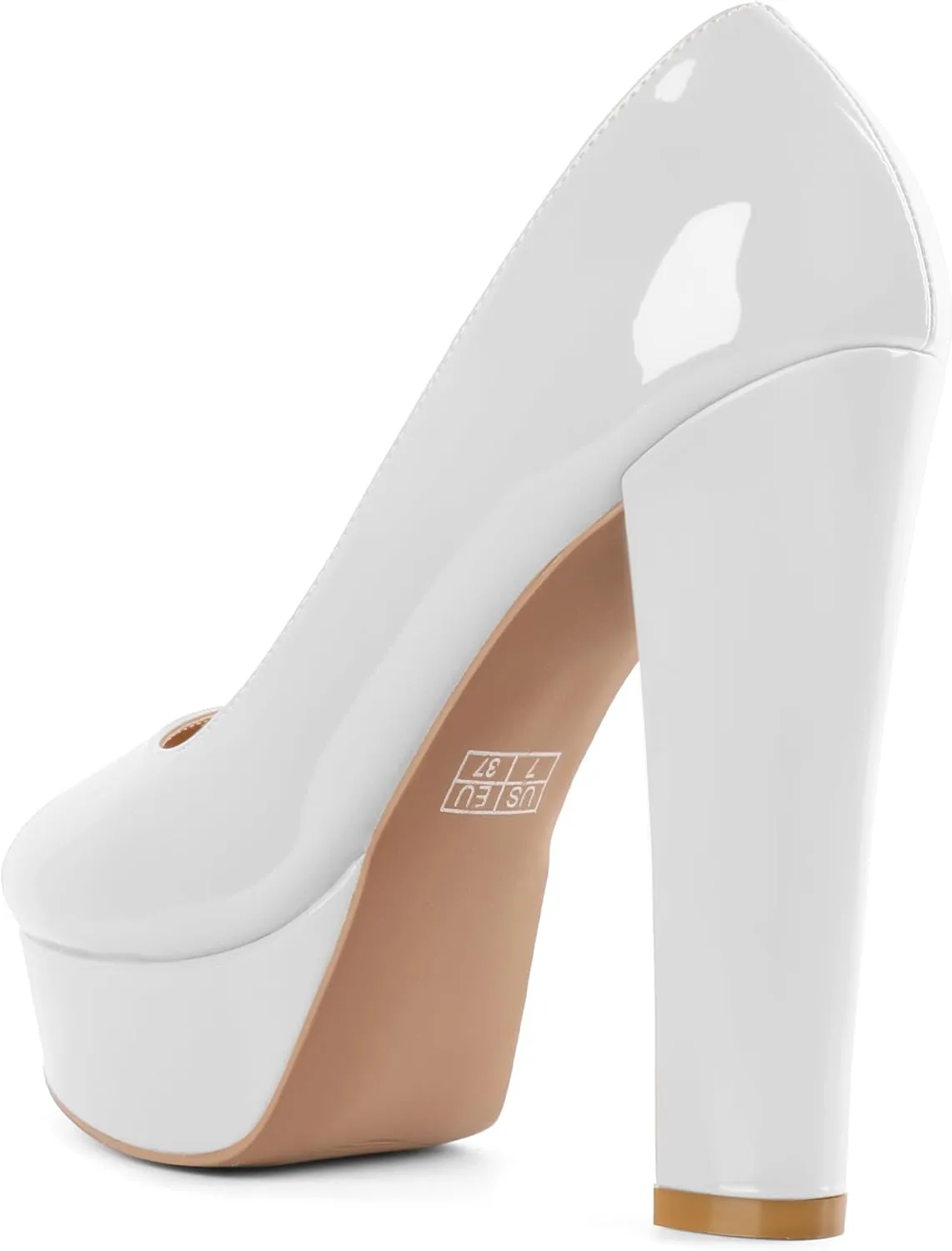 Mettesally Women's Peep Toe Platform Pumps Chunky Heel Slip On Weding Party Evening Dress Shoes
