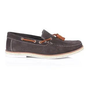 Milford Suede Leather Tassel Loafers - Grey
