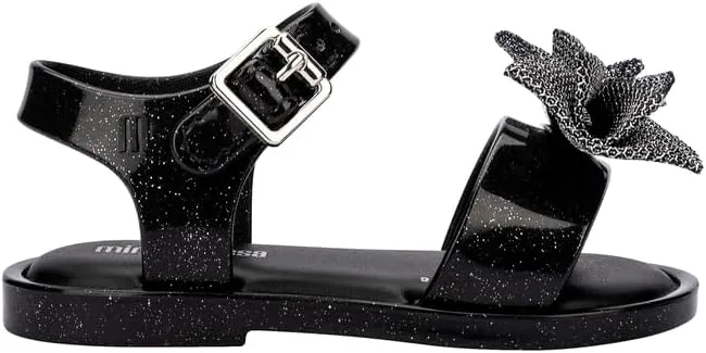 mini melissa Mar Hot Sandals for Babies & Toddlers - Sparkly Sandals w/Heart Buckle & Bow for Baby Girls, Kids Jelly Shoes