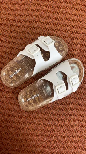 Mini Melissa White and Gold Jelly Slide