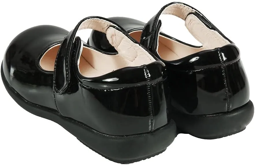 MK MATT KEELY Girls' Black Leather Shoes School Uniform Leisure Mary Jane Princess Shoes