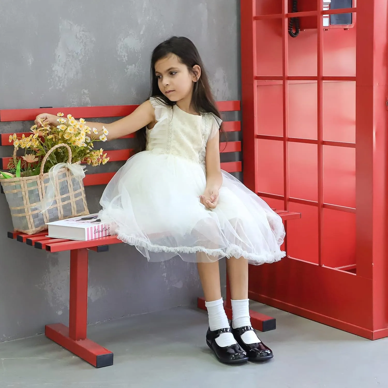 MK MATT KEELY Girls' Black Leather Shoes School Uniform Leisure Mary Jane Princess Shoes