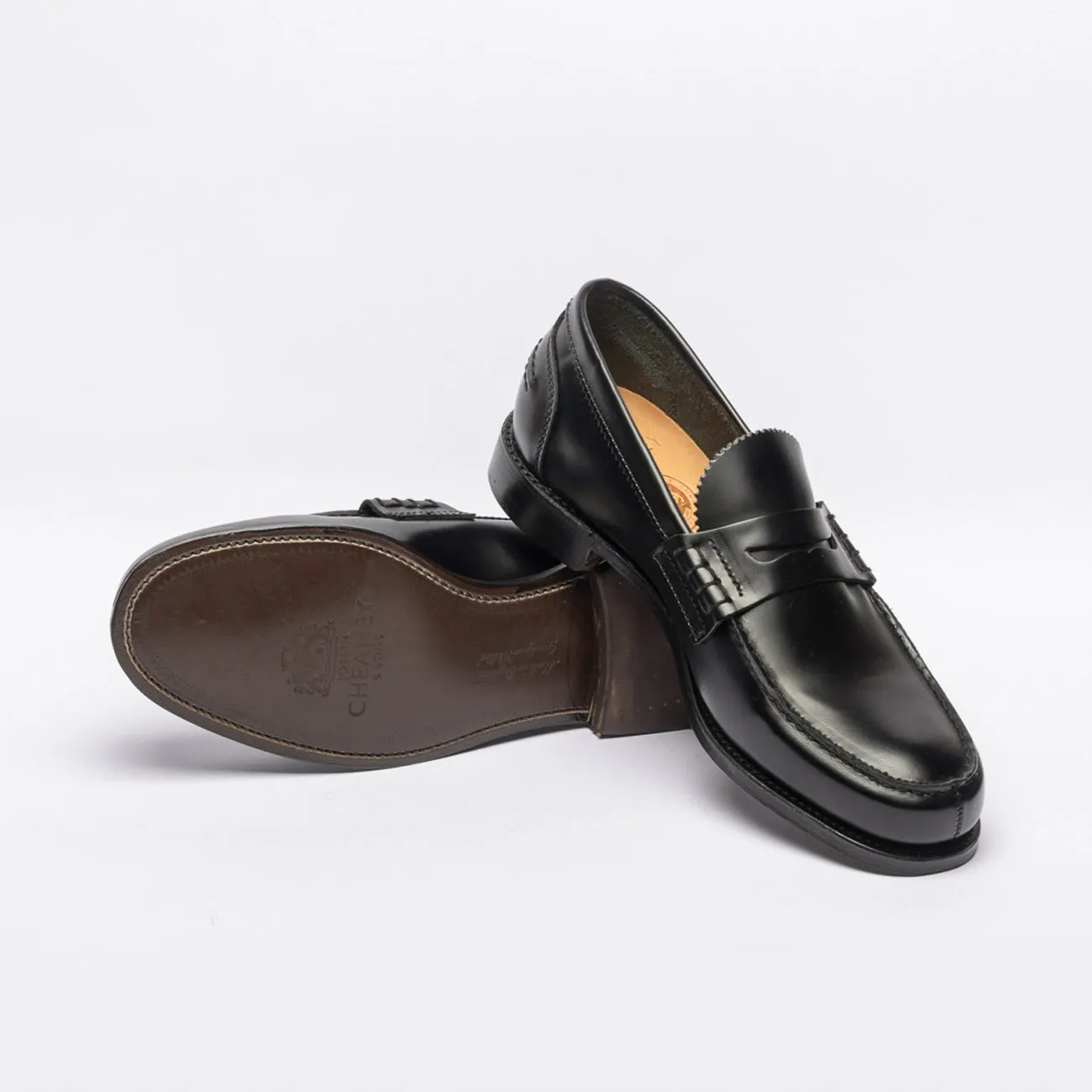 Mocassino penny Cheaney Joseph & Sons Dover EF ALT in pelle nera