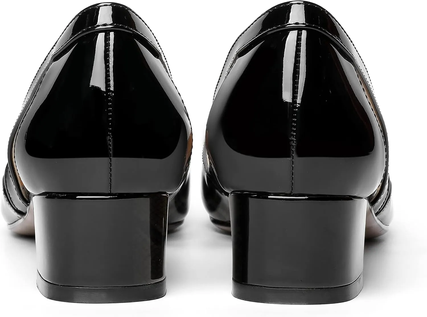 MOVINSTEPS Womens Pointed Toe Dress Slip On Patent Cut Out Work Chunky Low Heel Pumps Shoes 1.5 Inch