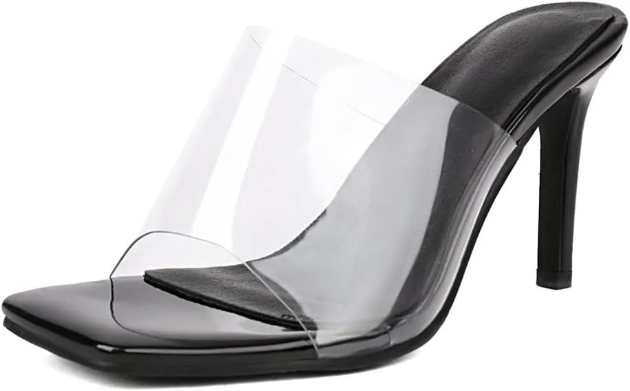 MRKEWUNEY Fashion Women Stiletto Heel Mules Sandals