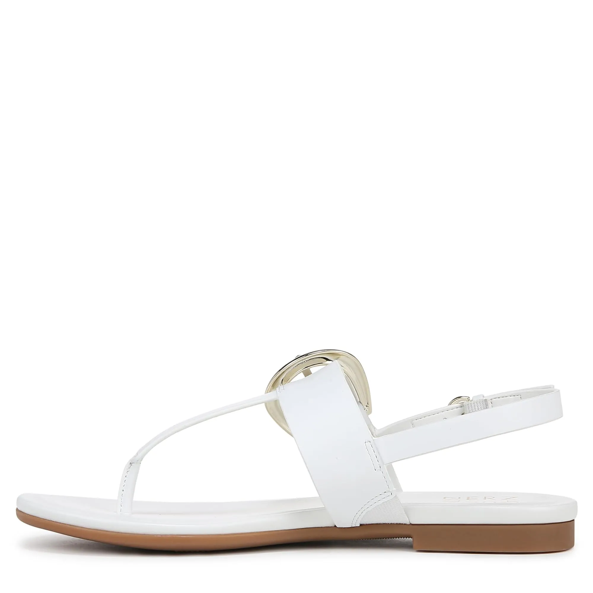 Naturalizer Womens Taylor T-Strap Slingback Flat Sandal White Leather 10 M