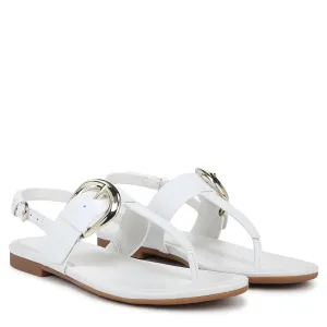 Naturalizer Womens Taylor T-Strap Slingback Flat Sandal White Leather 10 M