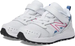 New Balance Baby Kids Fresh Foam 650 V1 Bungee Lace with Top Strap Running Shoe, White/Real Pink/Heron Blue, 4 US Unisex Infant