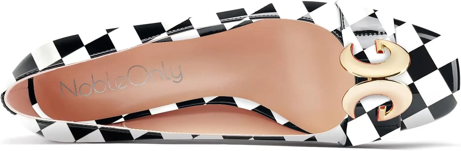 NobleOnly Women Mid Chunky Block Heel Square Toe Slip-on Pumps Office Casual Party Dress Basic Classic Shoes 2.0 Inches Heels