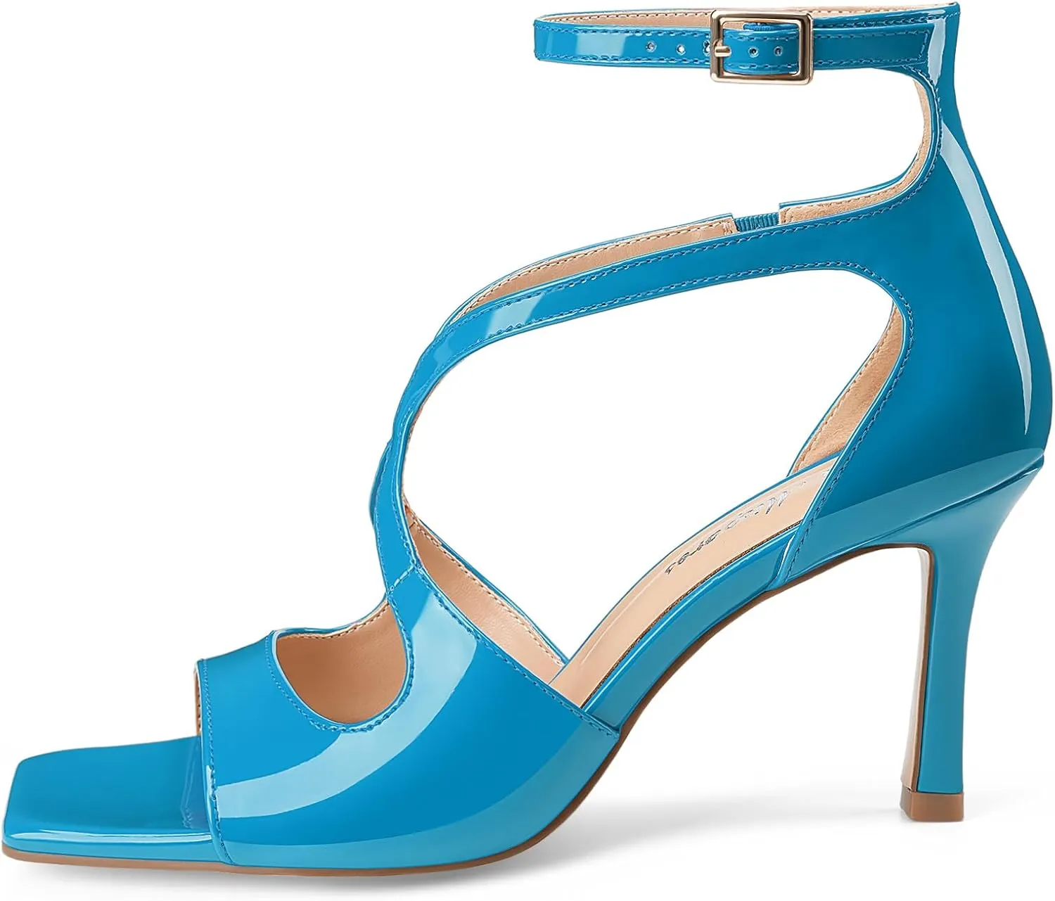 Oh Mispares Women’s Stiletto Heel Sandals Square Open Toe Strappy High Heels Ankle Strap Buckle 3.5 Inch Summer Dress Shoes for Party Wedding Prom