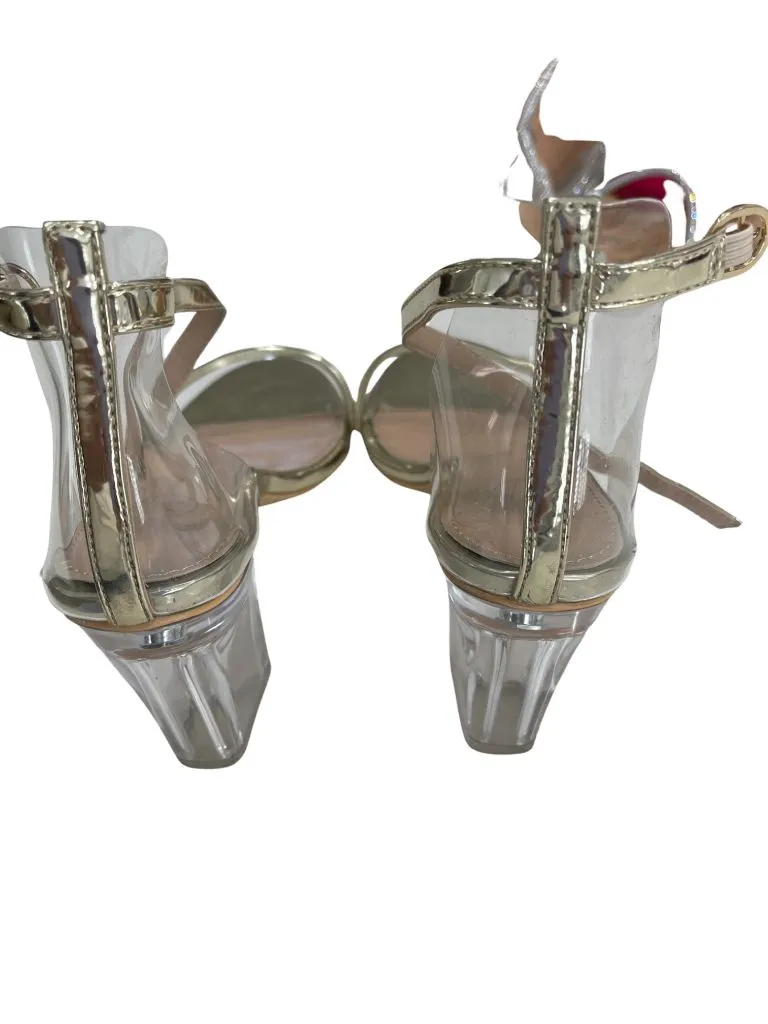 Oriplalla Gold Accent Clear Chunky Heels