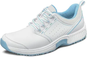 Orthofeet Women's Orthopedic White Leather Talya Nurse Shoes, Size 8