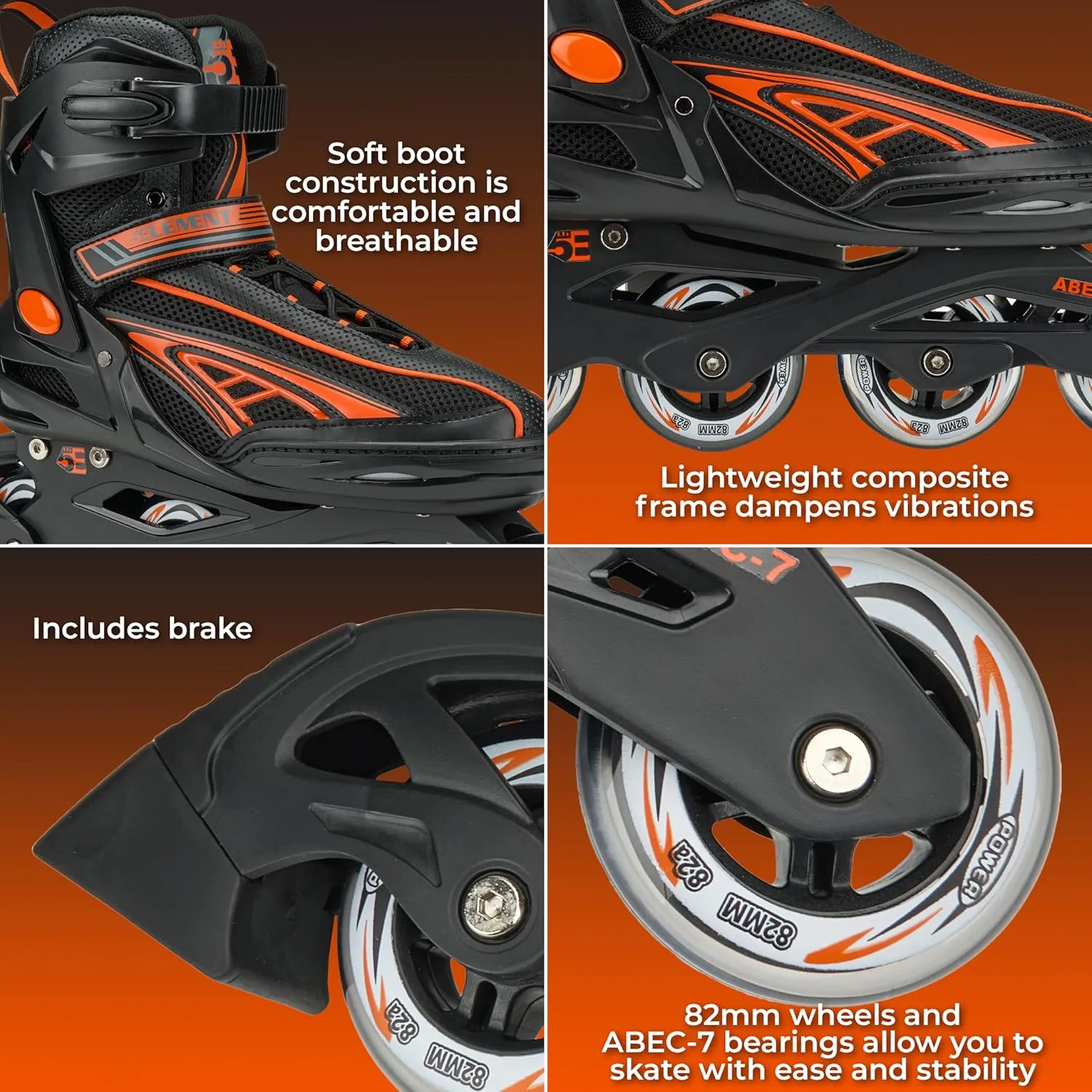 Panther Inline Skates Men with Adjustable Strap, 82mm Wheels - Soft Boot Fit for Comfort | Roller Derby Long Distance Skates for Recreational Fitness & Outdoor Street Hockey