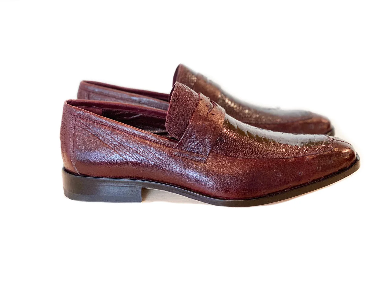 Pelle Line Exclusive Conor Ostrich Quilt and Ostrich leg loafer- Burgundy