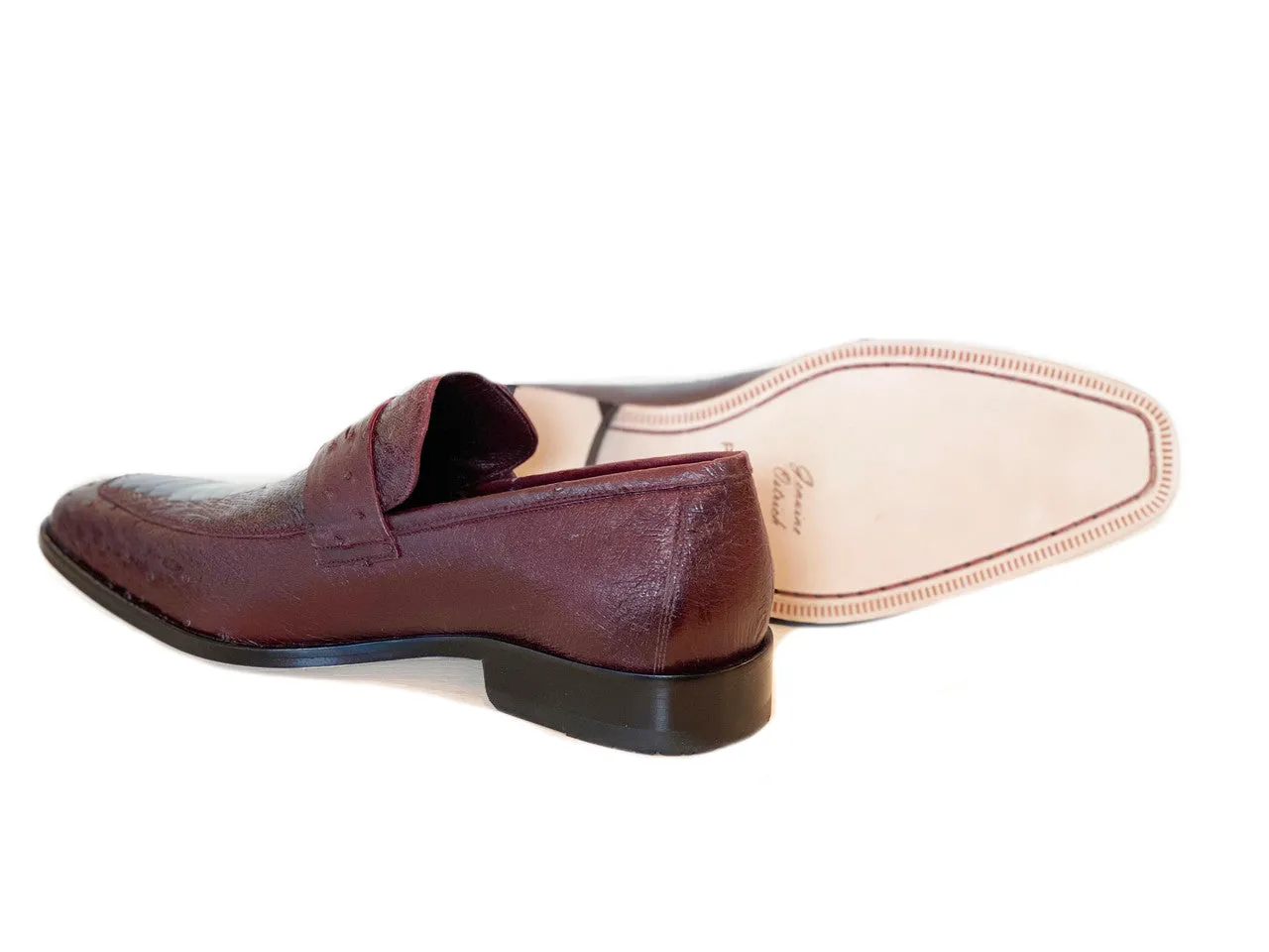Pelle Line Exclusive Conor Ostrich Quilt and Ostrich leg loafer- Burgundy
