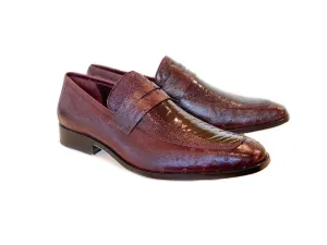 Pelle Line Exclusive Conor Ostrich Quilt and Ostrich leg loafer- Burgundy