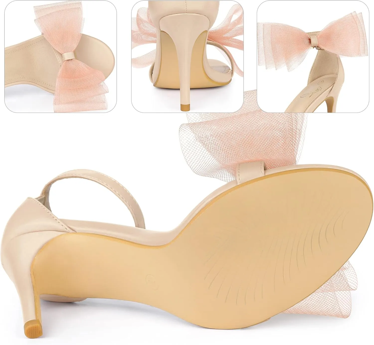 Perphy Open Toe High Heels Ankle Strap Bow Tie Stiletto Heel Sandals for Women