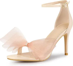 Perphy Open Toe High Heels Ankle Strap Bow Tie Stiletto Heel Sandals for Women