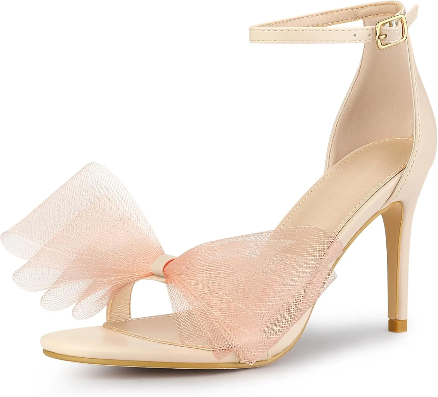 Perphy Open Toe High Heels Ankle Strap Bow Tie Stiletto Heel Sandals for Women