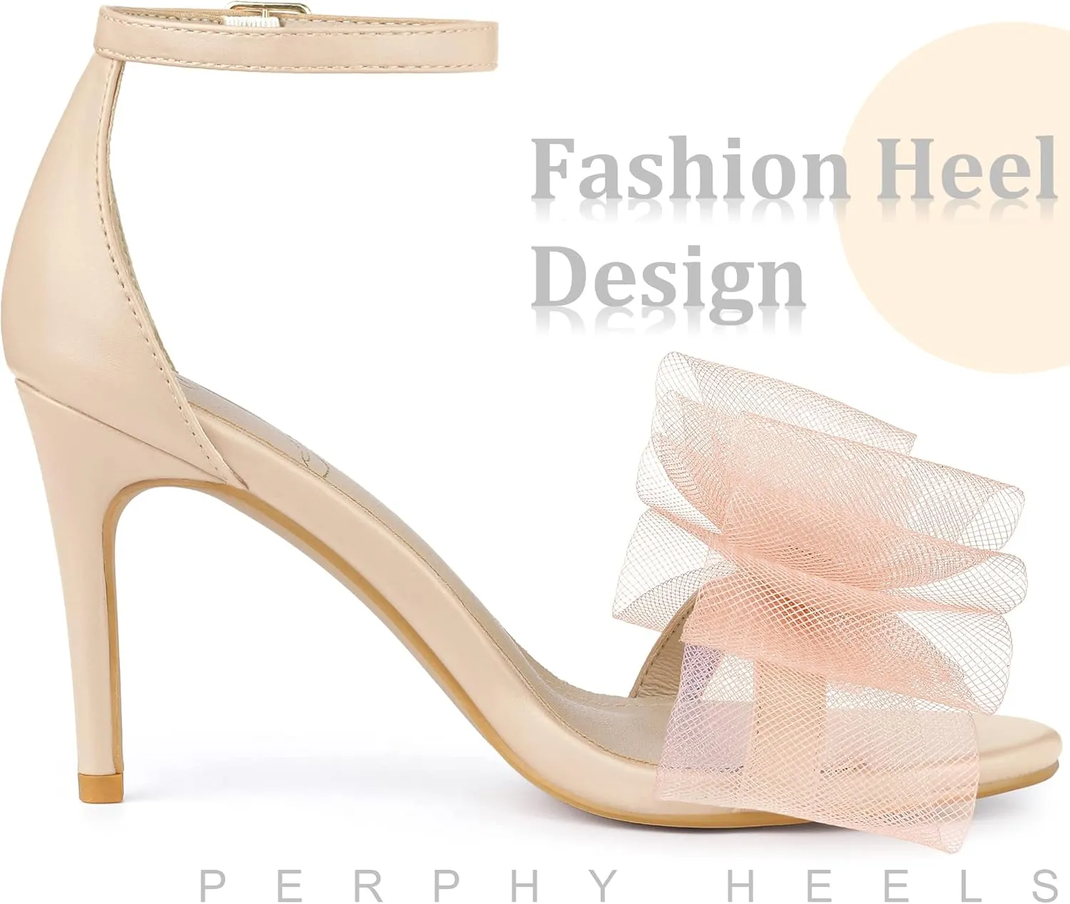 Perphy Open Toe High Heels Ankle Strap Bow Tie Stiletto Heel Sandals for Women