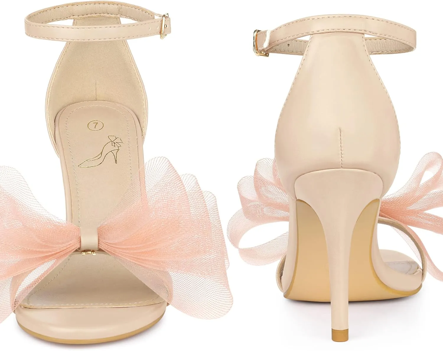 Perphy Open Toe High Heels Ankle Strap Bow Tie Stiletto Heel Sandals for Women