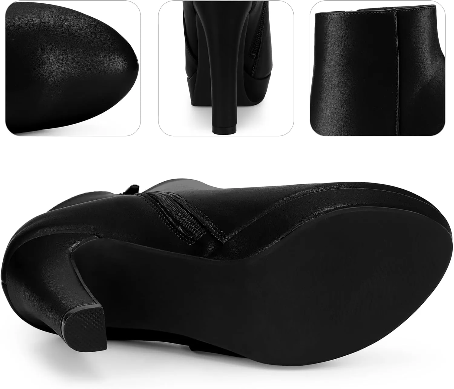 Perphy Platform Booties Round Toe Chunky High Heels Ankle Boots for Women