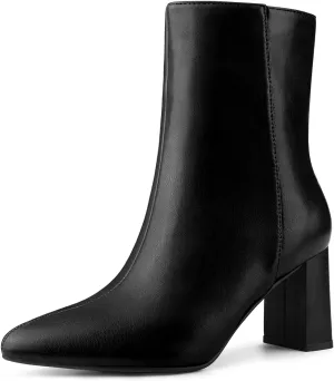 Perphy Pointed Toe Boots Block High Heels Ankle Booties for Women