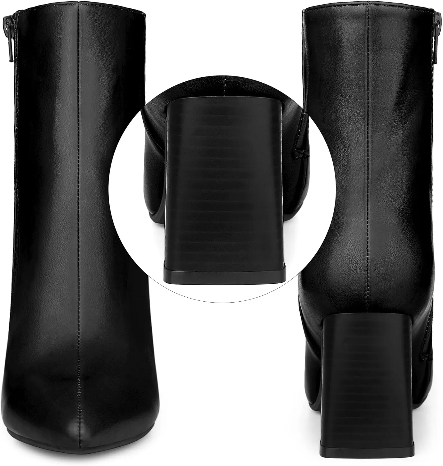 Perphy Pointed Toe Boots Block High Heels Ankle Booties for Women